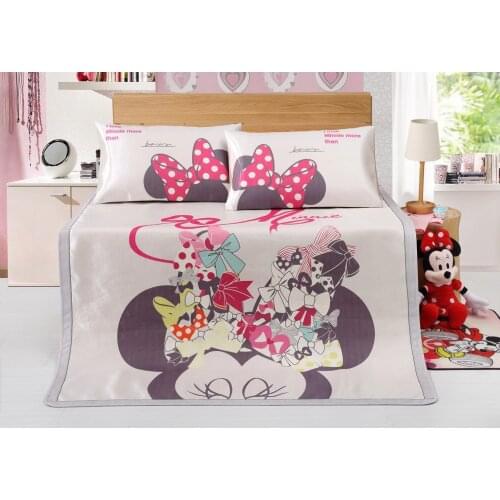 Disney Mickey Minnie Mouse Bed Sheet Mattress Protector Children Girls Cartoon Frozen Elsa Summer Ice Silk Soft Sleeping Bed Mat