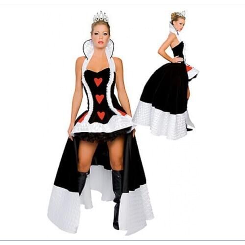 Sexy Deluxe Queen Costume Fancy Dress Erotic Apparel Halloween Costume Enchanting Game Uniforms +Crown+Petticoat