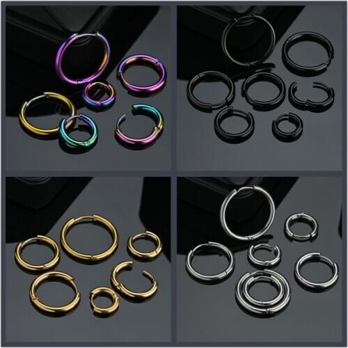 Stainless Steel Stud Earrings Women Color/Gold/Black/Silvery Color Round Circle Earring Ear Ring Earrings For Men