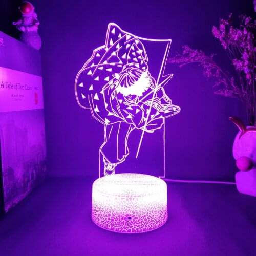 3D Effect Led Anime Lights Demon Slayer Kimetsu no Yaiba Agatsuma Zenitsu Figure Manga kimetsu no yaiba Night Lamp Room Art Deco