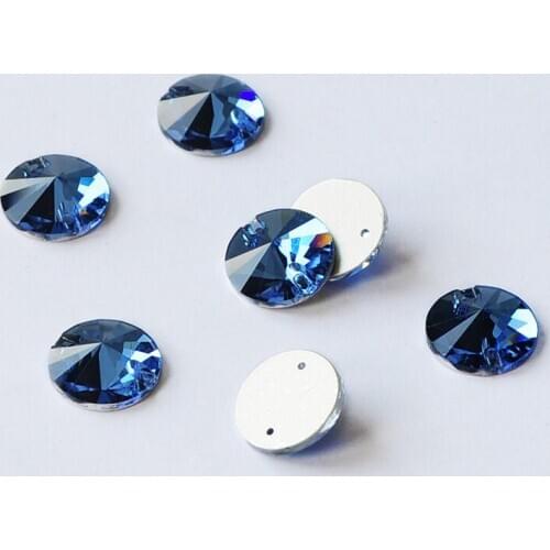 YANRUO Sapphire 3200 Rivoli Crystal Sewing Flat back Rhinestones Sew on Stones Glass Crystals Blue