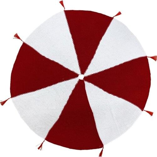 Christmas Tree Skirt Umbrella Shape Knitted With Tassels Thick Rustic Xmas Holiday Decoration Household Supplies