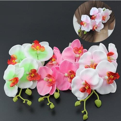 Fashion Hairpins Butterfly Orchid Hair Clip Girls Korean Artificial Flower Hair Accessories Trendy Women Hairpins 8 Colors