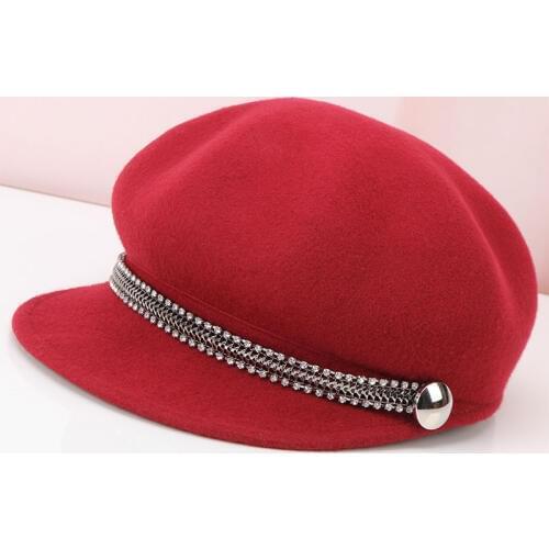 Lady 100% Wool Visors Hat Girls Fashion Woolen Leisure Cap Leisure Lady Equestrian Cap Men Women Wool Visors Hat B-8939