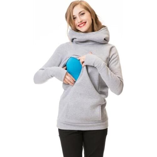 Female Sweatshirt Hot Sale Breastfeeding Pregnant Women Plus Velvet Thickening Hooded Long-sleeved Sweatshirt For Women