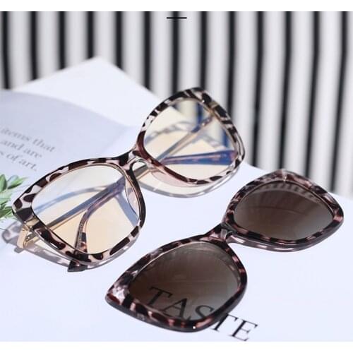 2 In 1 Polarized Sunglasses Women 2021 Vintage Retro Magnet High Quality Anti Blue Light Glasses Frame Female Optical Eyewear