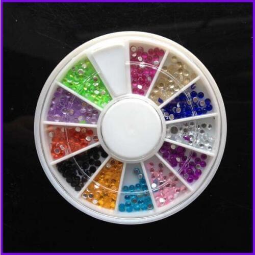 1X Wheel Nail Art Rhinestones Decoration 3D 12 Design Mix Color Glitter Gems stone Round Bling Crystal Nail Studs