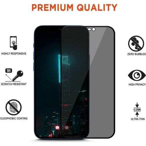 Anti-Spy Full Coverage Privacy Tempered Glass Silk Screen Protector For iPhone 13 12 Pro Max 11 XR XS X 8 7 6s Plus 100pcs