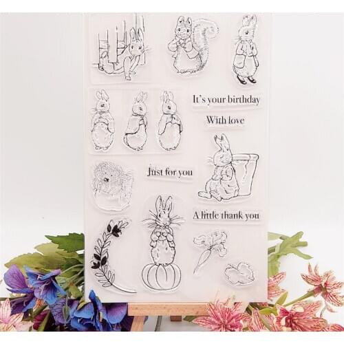13x21cm rabbits love transparent seal clear stamps silicone seal TPR roller stamps DIY scrapbook album / card production