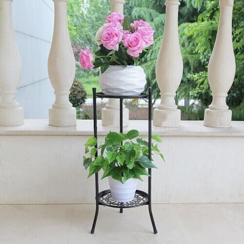 2Tier Flower Pot Holder Metal Shelves Plant Stand Display Indoor Outdoor Garden Balcony Shelf Succulent Flower Plant Rack