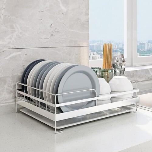 304 Stainless Steel Dish Drying Rack Kitchen Organizer Drain Holder Plate Storage Shelf Sink Drainer Cutlery Accessories Tools