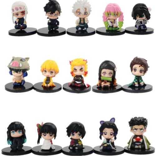 5PCS Kimetsu no Yaiba Demon Slayer Tanjirou Tomioka Giyuu Zenitsu Inosuke Nezuko 4-5CM AnimePVC Figurine Toy