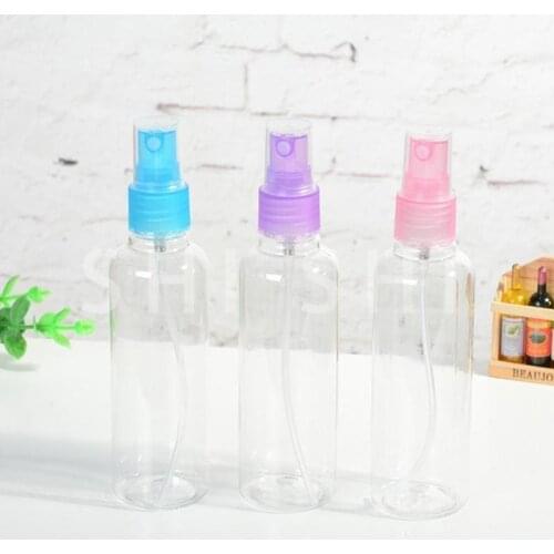50pcs 100ml Spray Bottles Cute Pink Empty Plastic Clear Small Travel Bottles Fine Mist Atomizer for Perfume Cosmetic Containers