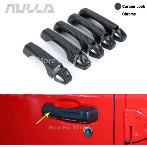ABS Carbon Look Chrome Car Exterior Door Handle Protect Decor Cover Trim For Jeep Wrangler JL 2018 2019 2020 Car Accessorie