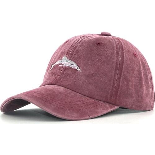 100% cotton washed shark embroidery fashion baseball cap men new dad hats women hip hop snapback hat casual sport cap unisex