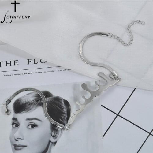 Letdiffery New Irregular Pendant Necklace Vintage Blade Chain Necklaces Stainless Steel Jewelry for Women Girls Wedding Gifts