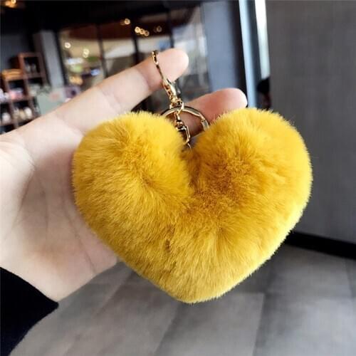 Girl Keyxhains Ornament Chirdren Gifts People Toys Stuffed Plush Solid Color Love Plush Ball Metal High Quality Safety Keychain