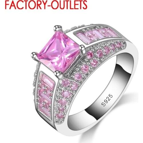 Elegant Fashion Bridal Jewelry Pink Female Ring 925 Party Engagement Wedding Rings For Women