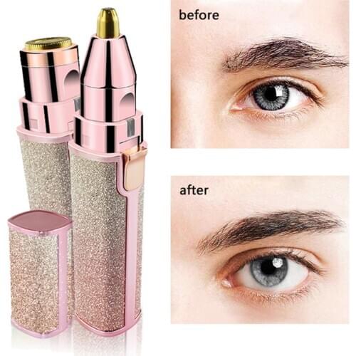 Electric Eyebrow Trimmer Pen Lipstic Design Painless Eye Brow Epilator Mini Shaver Razors Portable Facial Hair Remover for Women
