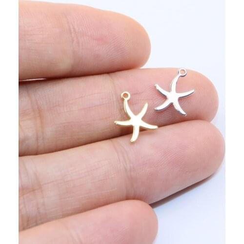 Eruifa 20pcs 10mm Pretty Mini Sea Star Jewelry DIY Charms Pendant Necklace,Eearrings 2 Colors