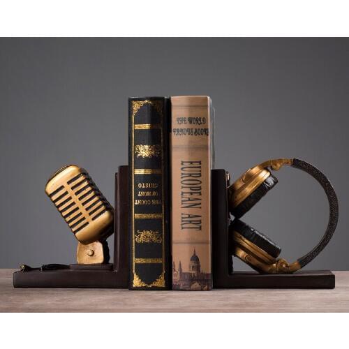 European modern creative leisure drink bookcase decoration Retro microphone bookend Cafe study office decor