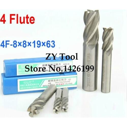 10pcs/set 8.0MM 4 Flute HSS&Aluminium endmill milling cutter CNC Bit Milling Machine tools Cutting tools.Lathe Tool,router bit