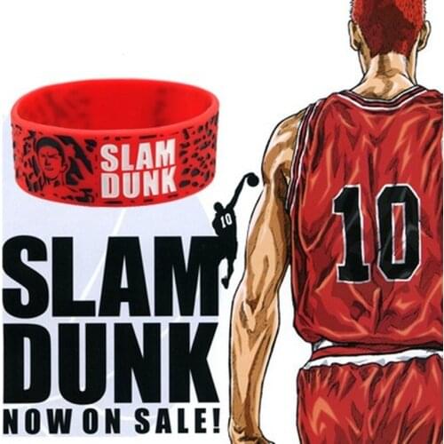 Wholesale 5 Pcs SLAM DUNK Silicone Bracelet Hanamichi Sakuragi Japanese Anime Peripheral Cosplay Sports Hand Bracelets for Gift