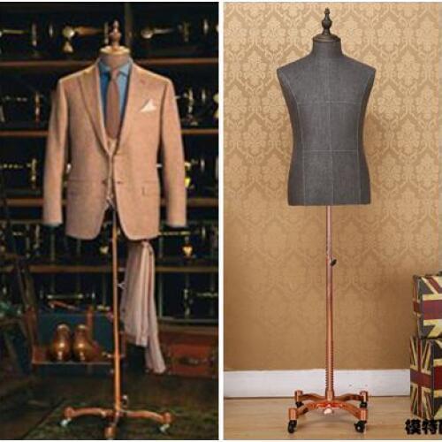 Top Grade Model Male Half Body Mannequin Male Suit Clothes Display Men Fabric Mannequin With Wooden Arms And Shoes Pants Racks