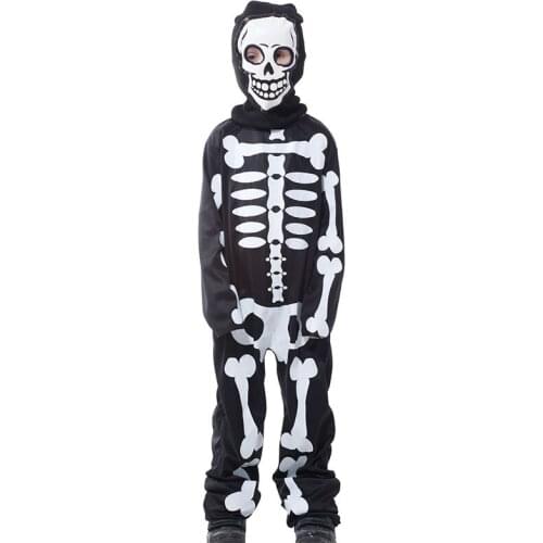 Ghost Skull Cosplay Costumes Boys Jumpsuit Party Skeleton Costume Kids Party Fancy Dress Children Halloween Mask Scary
