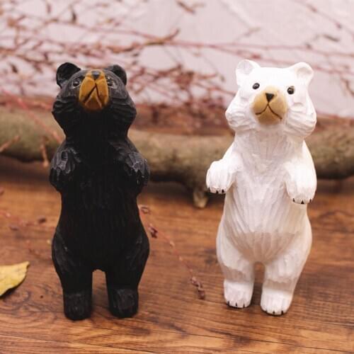Cutout Wood Bear HandiCrafts Simulation Model For Home Decoration