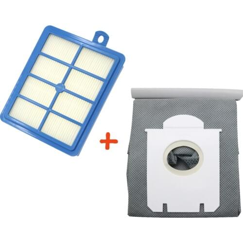 Washable 1pcs H12 H13 dust hepa filter + 1pcs High Quality Vacuum Cleaner Bags Dust Bag fit For Philips Electrolux