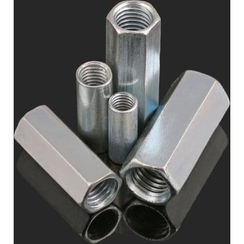 Hex Rod Coupling Nut Bright Zinc Plated Hex Connector Nut M6 8 10 12 14 16 18 20