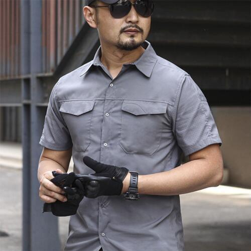 Men Summer Outdoor Ultra-thin Tactical Quick Dry Shirts Breathable Wear-resistant Lapel Shirt Climbing Training Army Fan Tops