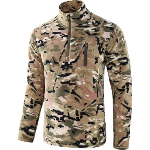 Men Outdoor Tactical Military Hiking T-Shirts Male Fleece Camouflage Long Sleeve Sports Camping Shirt Hunting Fishing Clothes A1