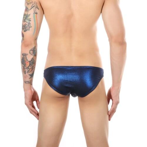 Men Sexy Metal Style Brief Underwear Hot Gay Underwear Briefs Shinny Solid Color Fashion Low-waist Underpants