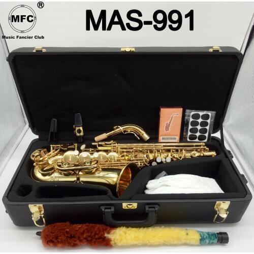 Music Fancier Club Alto Saxophone MAS-991 Gold Lacquer With Case Sax Alto Mouthpiece Ligature Reeds Neck Musical Instrument