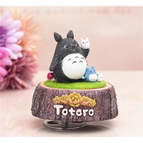 Resin Cartoon Totoro Rotating Music Box Classical Meeting Happiness My Neighbour Totoro Figurine Artware Birthday Gift