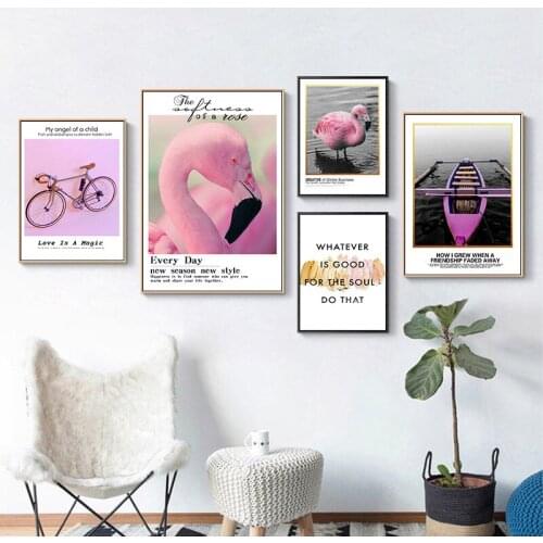 Nordic Poster bike quote boat Cuadros Wall Pictures For Living Room Poster And Prints Flamingo Wall Art Canvas Painting Unframed