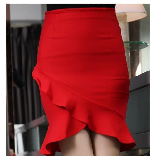 New irregular stretch bag hip ruffled split step skirt plus size skirts