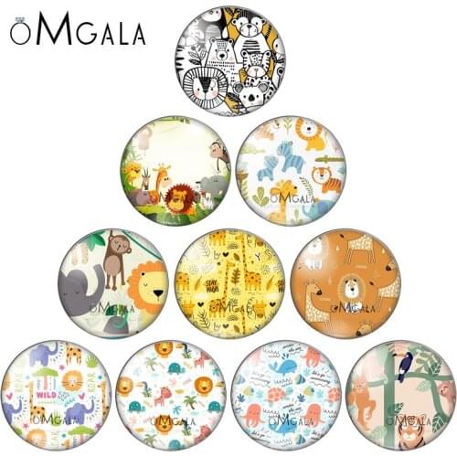 Monkey Lion Animals Pattern Background 10pcs mix 12mm/16mm/18mm/25mm Round photo glass cabochon demo flat back Making findings