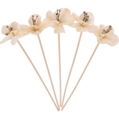5PCS Flower Shaped No Fire Aroma Diffuser Sticks Household Bedroom Aroma Diffuser Accessories Reed Rattan Stick