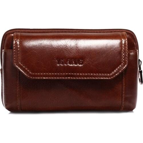 2019 New Genuine Leather Vintage Mens Waist Bags Designer Fanny Packs Men Travel Belt Bum Hip Mobile Phone Pouch Money Purse