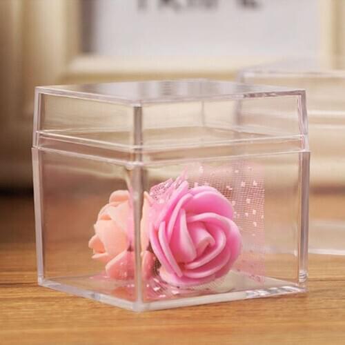 Clear Acrylic 5 Sided Jewelry Display Storage Box Case Square Cube Props Box ewelry Box jewelry rectangle Box Case