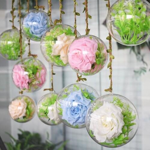 Transparent Hollow Acrylic Plastic Round Ball Christmas Wedding Ornament Decoration Hanging Ball Ceiling DIY