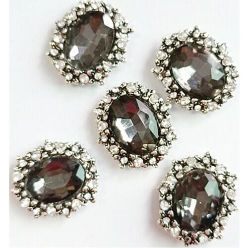 5 pcs/lot 23mm*20mm Alloy Black Rhinestone Buttons for Craft Wedding Invitation Card DIY Girl Hair Bowknot Decorative Buttons