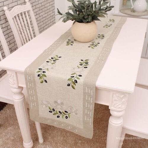 Tablecloth For Table Wedding Decoration Modern Pastoral Green Leaf Linen Embroidery Fireplace Home Simple Round Tablecloth