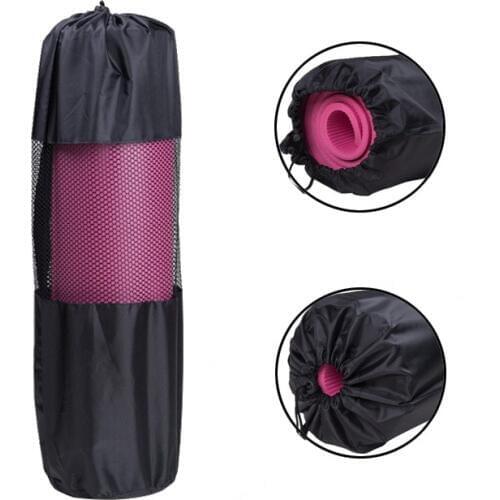 Portable Yoga Mat Bag Nylon Pilates Carrier Mesh Sport Tool Adjustable Strap Style Black Color Bag