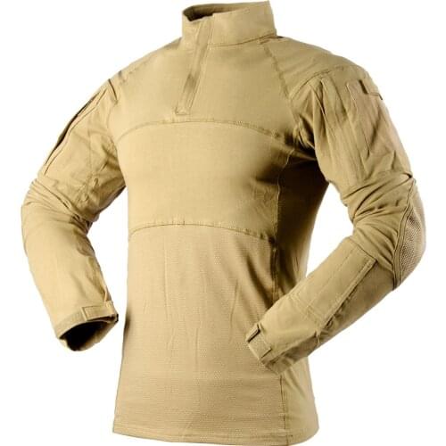 Knitted Shirt LS Long Sleeve Strech Coyote Cotton Tactical Combat Shirt For Men