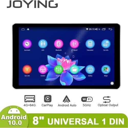 Joying 8inch1Din Universal Android Car Radio Android10.0 GPS Carplay IPS 4GB+64GB Optical Output 5G WiFi 4G SIM Card DSP SPDIF
