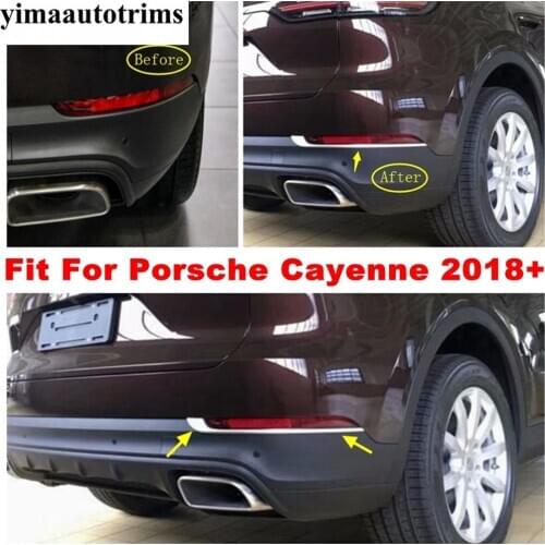 Yimaautotrims Fit For Porsche Cayenne 2018 2019 2020 2021 Rear Fog Lights Lamps Decoration Strip Cover Trim 2 Pcs Accessories